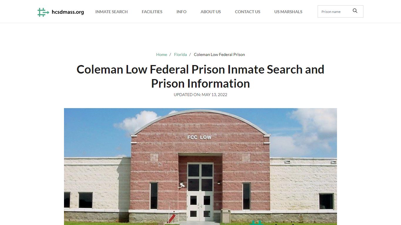 Coleman Low Federal Prison Inmate Search, Visitation ...